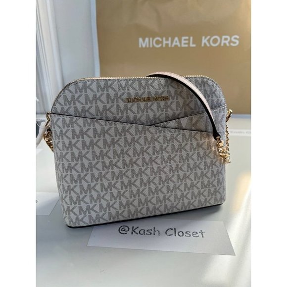 Michael Kors MK Jet Set Travel Medium Dome Crossbody Bag- Powder Blush Multi - Picture 1 of 8